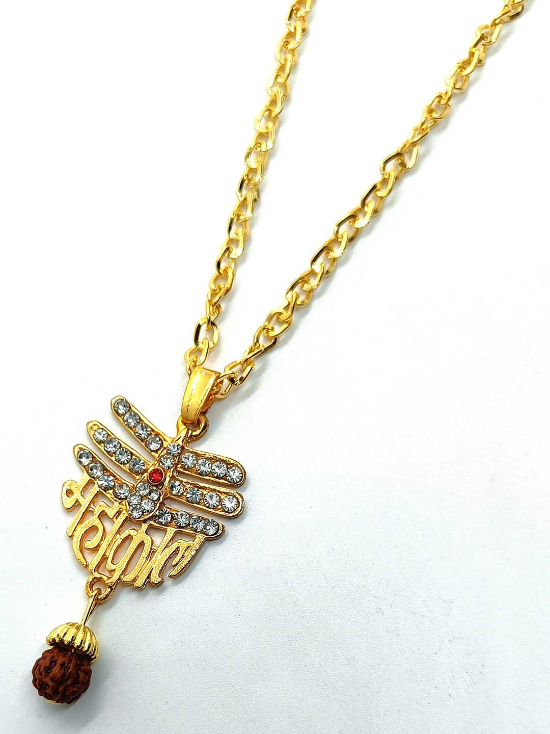 Dynamic Retail Global Men's Gold-Plated Mahakal Pendant Chain
