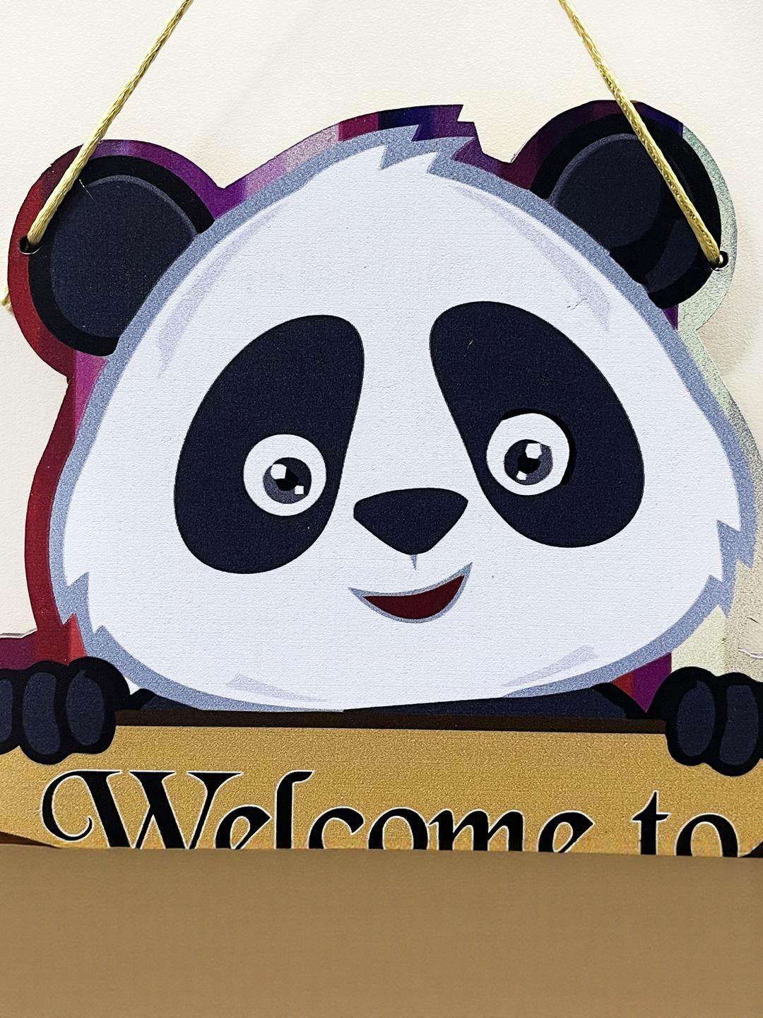 Welcome Our Home Panda Printed Wall Hanging