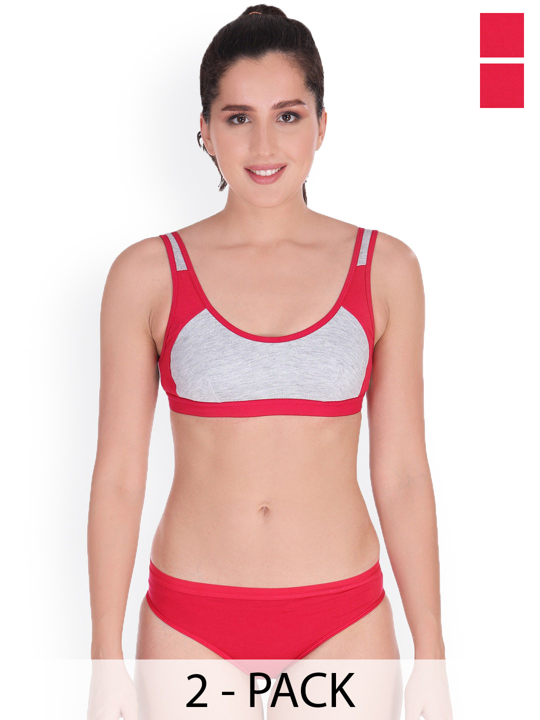 Samvar Pack Of 2 Colorblocked Cotton Non Padded Lingerie Sets B_SNYC-Set_R,P