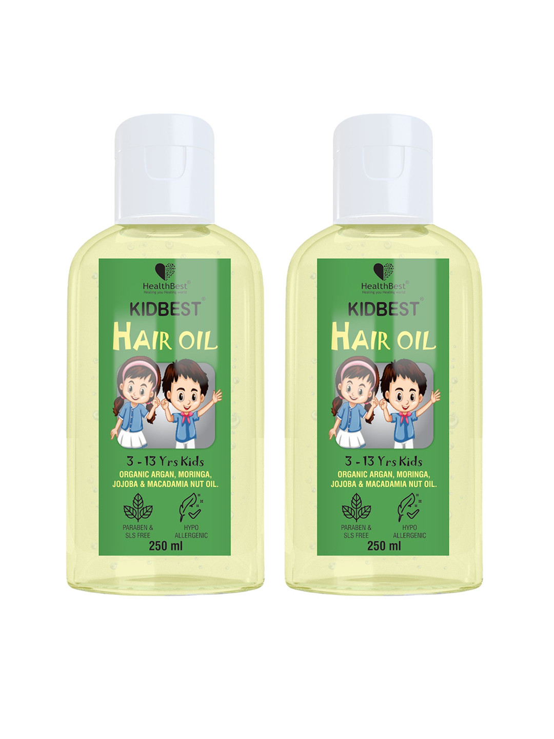 HealthBest Set Of 2 Kidbest Hair Oil With Jojoba - 250 ml Each