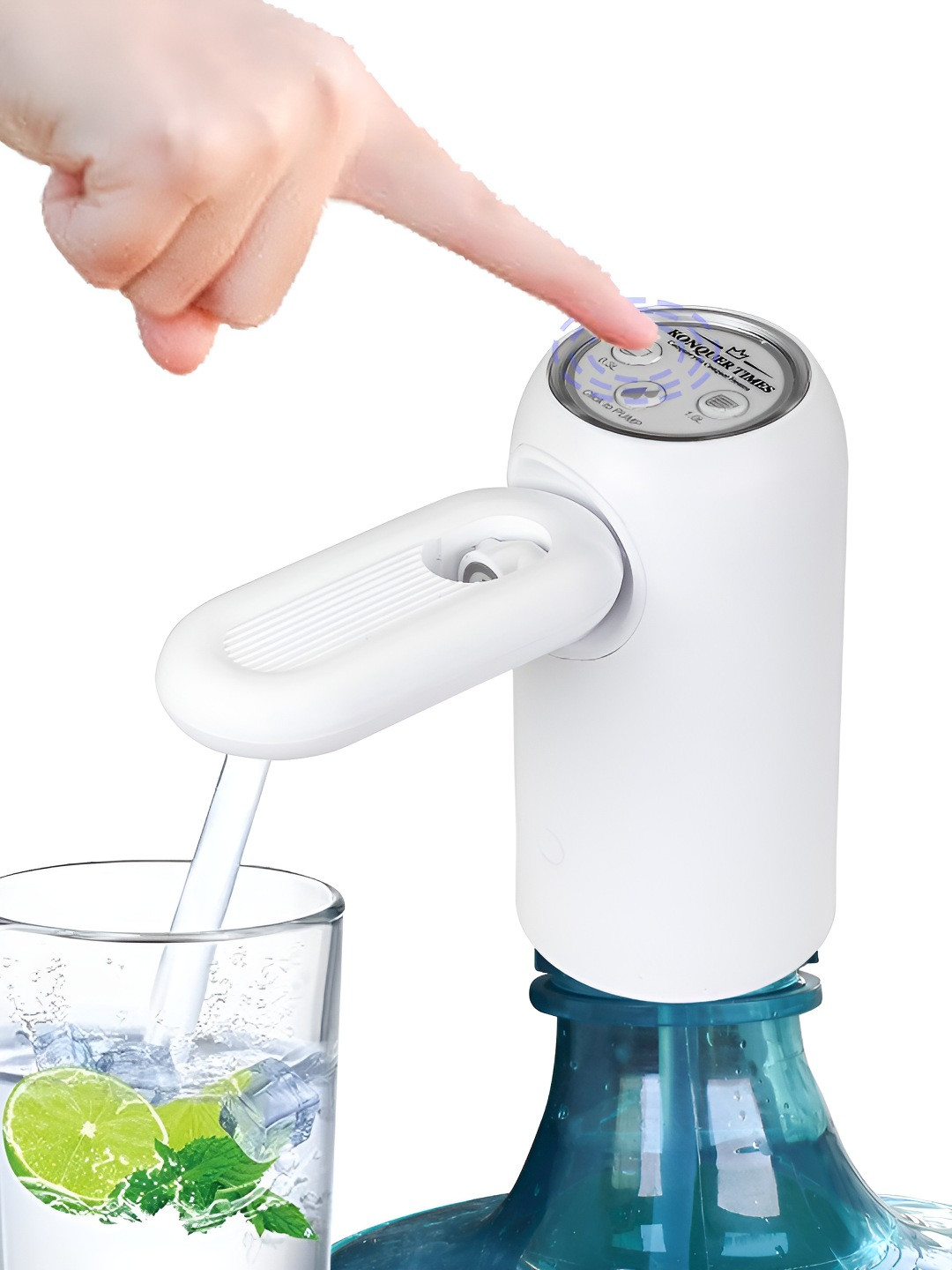 Konquer TimeS White & Blue Waterproof Smart Touch Automatic Wireless Water Can Dispenser
