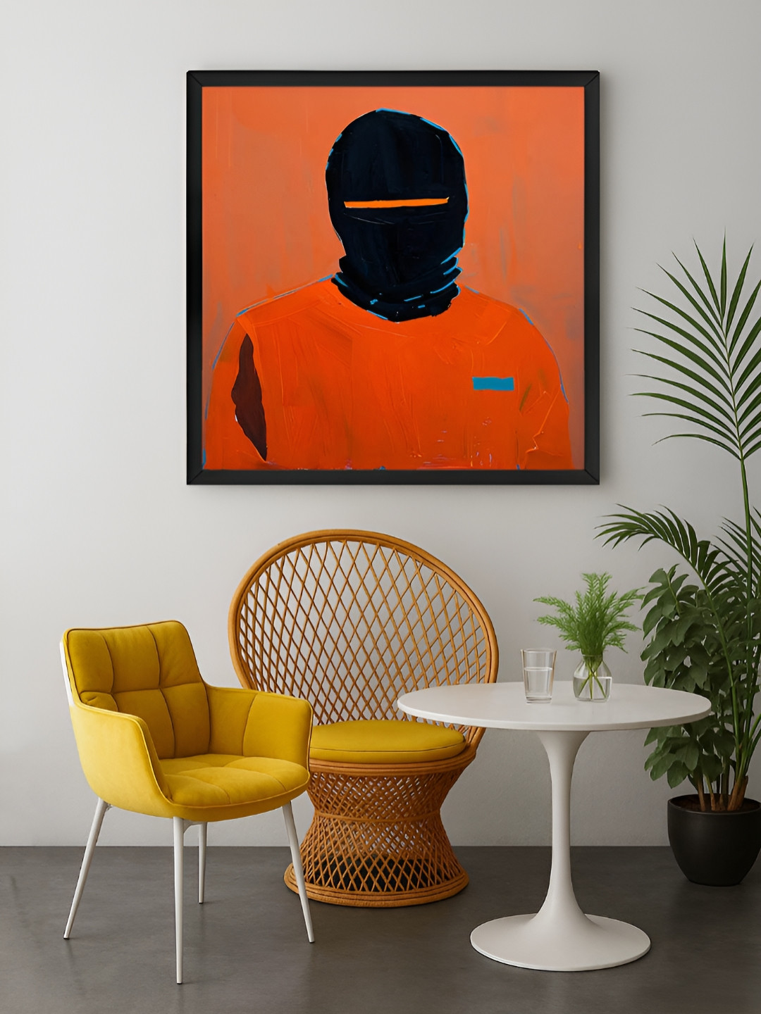 999Store Orange & Black Masked Figure Canvas Wall Art