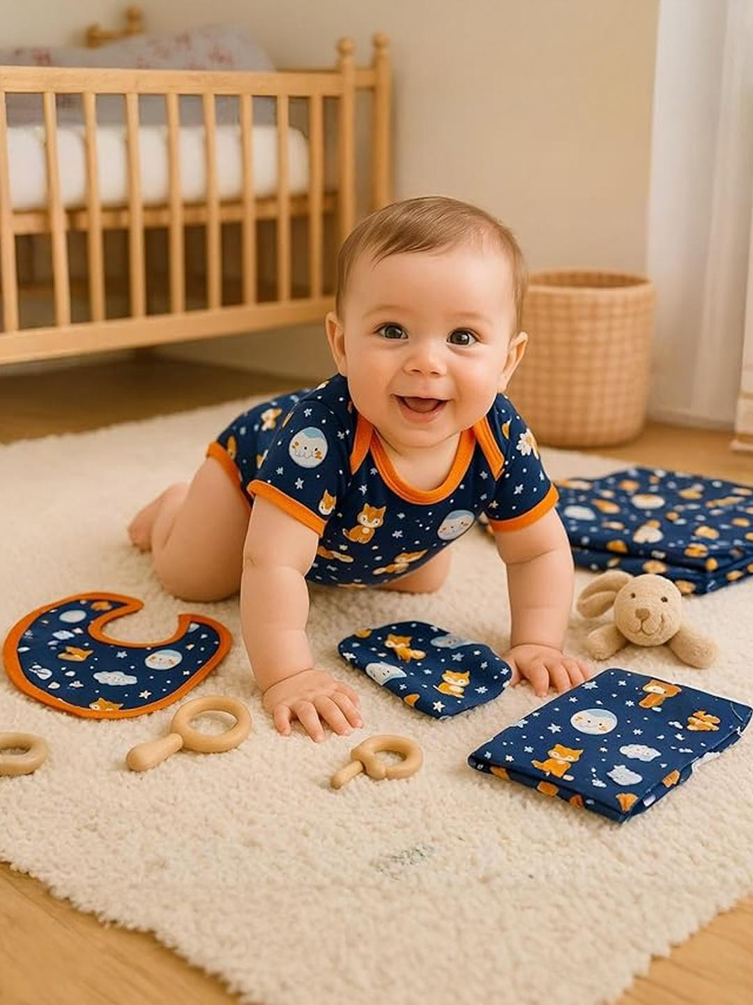 Adhigams Kids Printed Baby Rompers