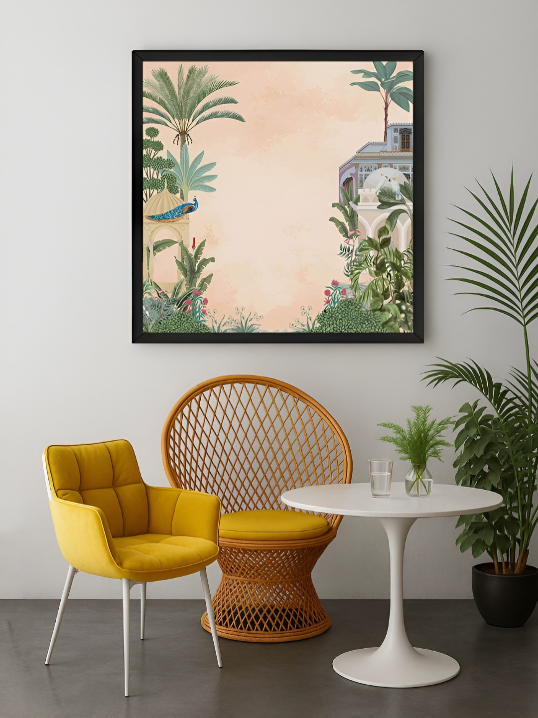 999Store Beige & Green 1 Piece Traditional Indian Garden Canvas Wall Art