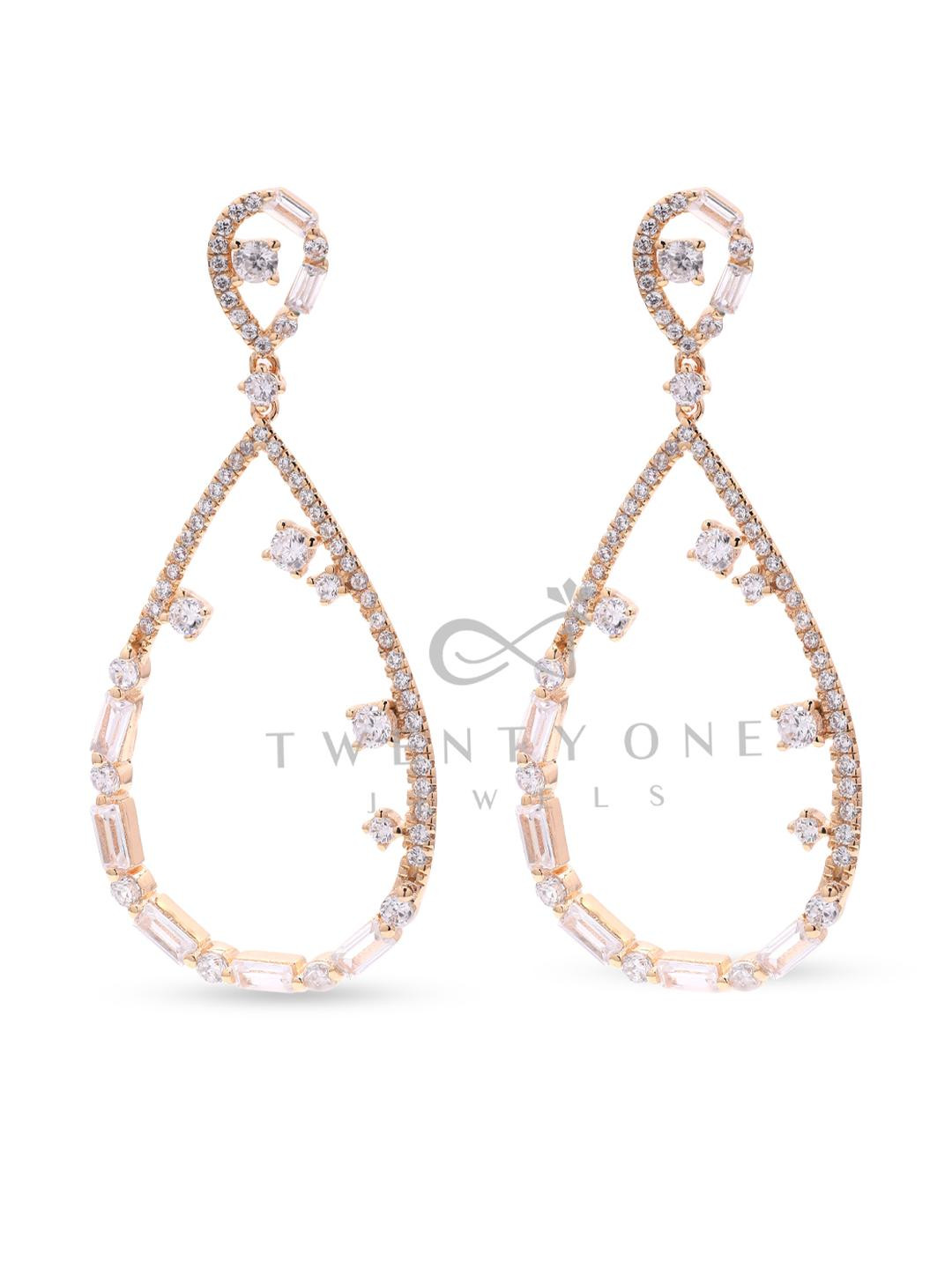 Champage Gold Drop Cera Party Long Earrings