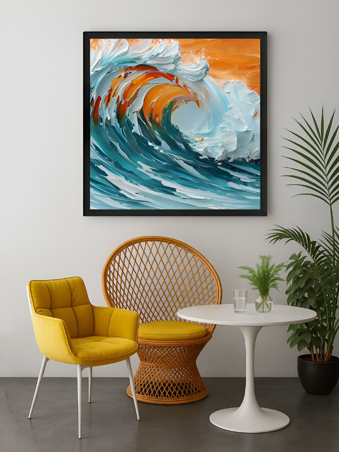 999Store Green & Off White Colorful Bouquet Canvas Wall Art