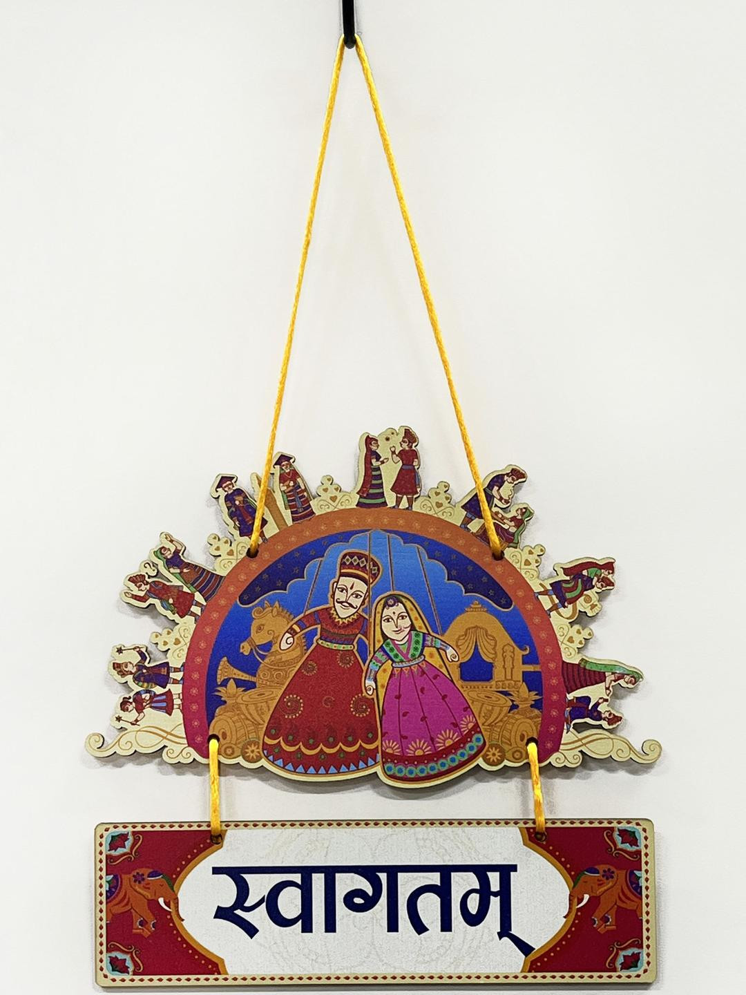 Swagatam and Desi People Printed Wall Hanging