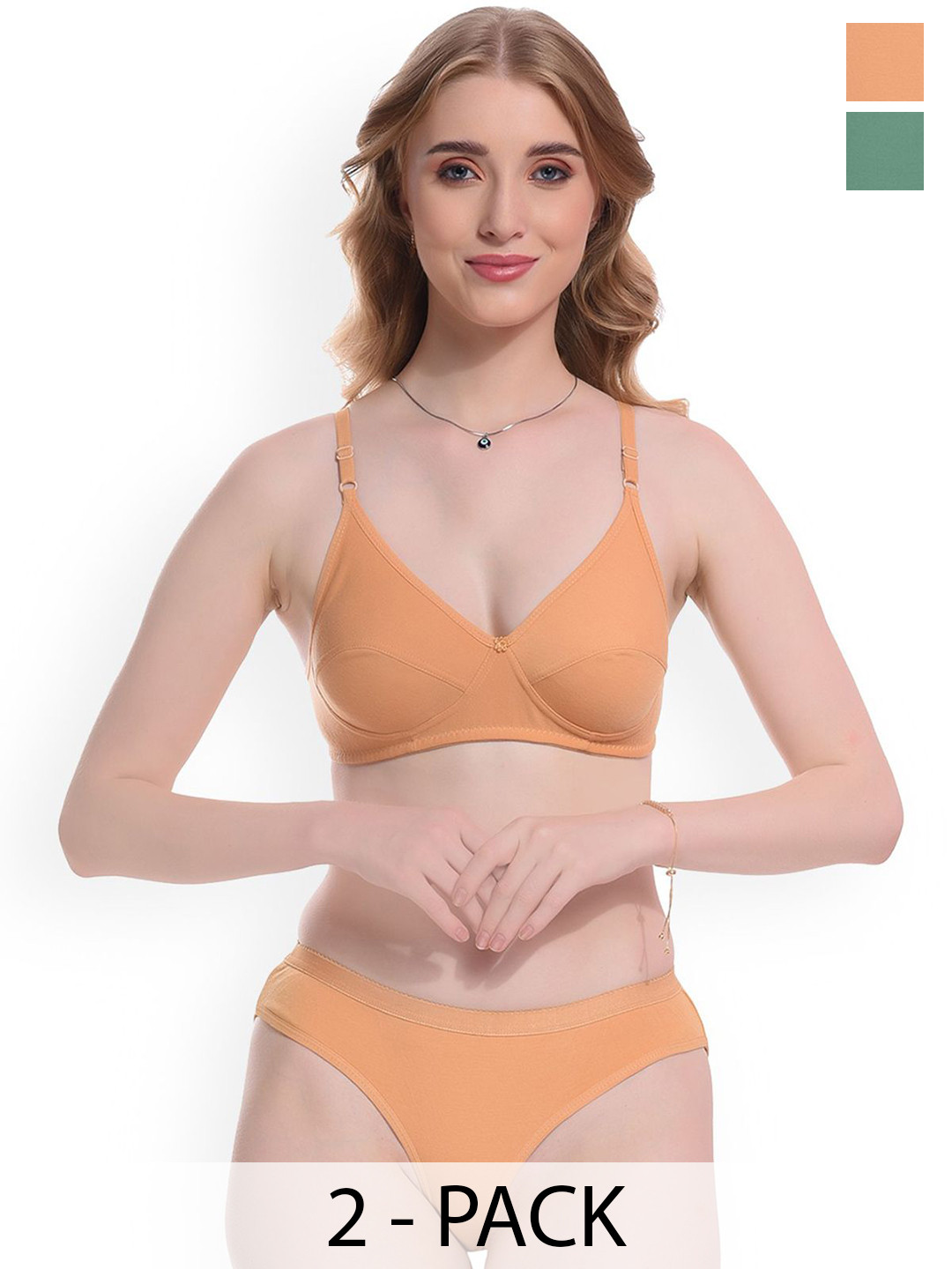 Samvar Pack Of 2 Non Padded Lingerie Sets Ruchi-Set_G,Br