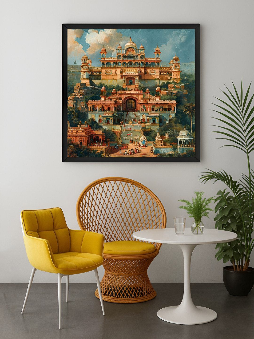 999Store Off Brown & Green Architectural Canvas Wall Art