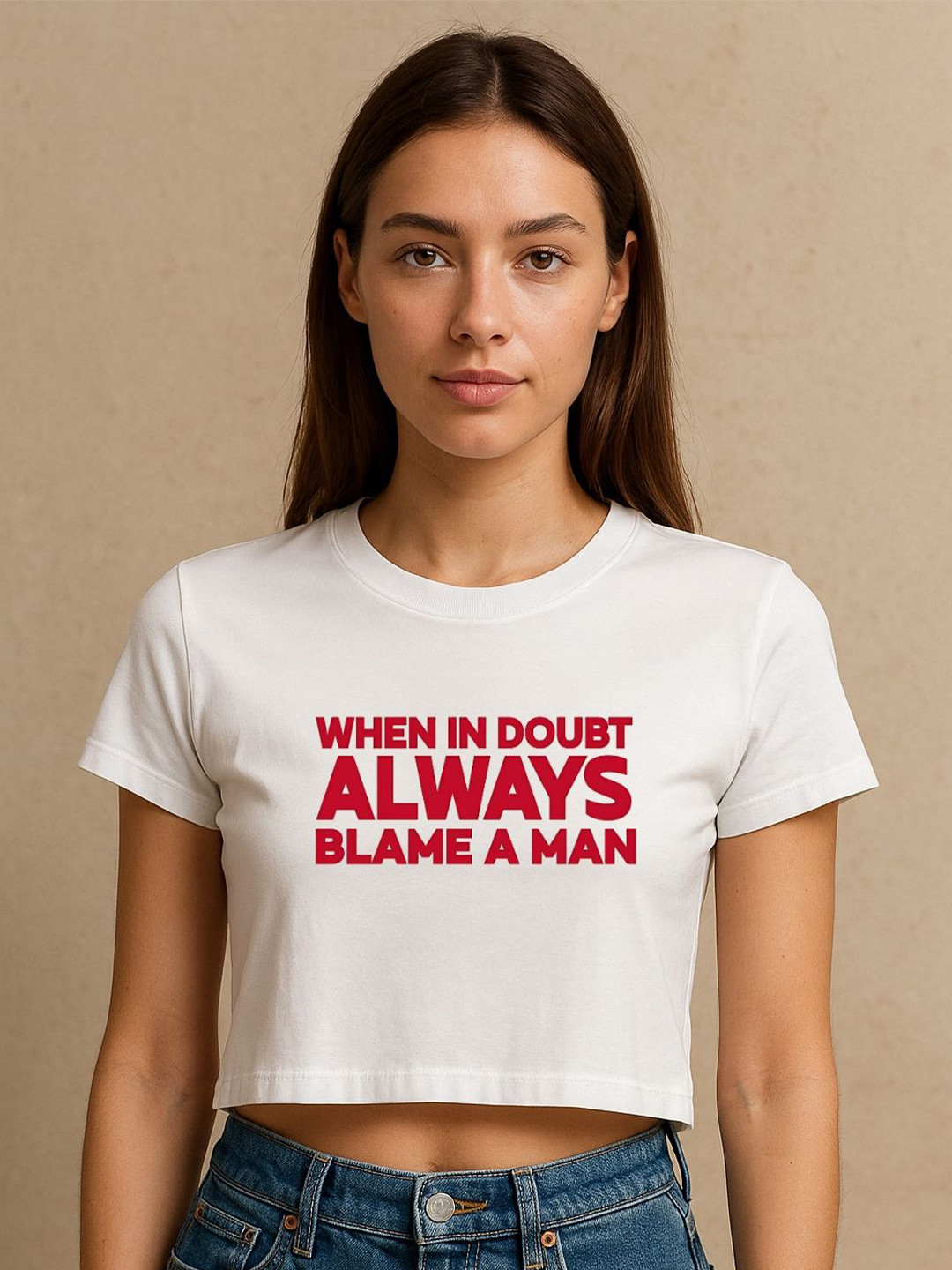 Art By Ritik Women Blame A Man Crop Tshirts