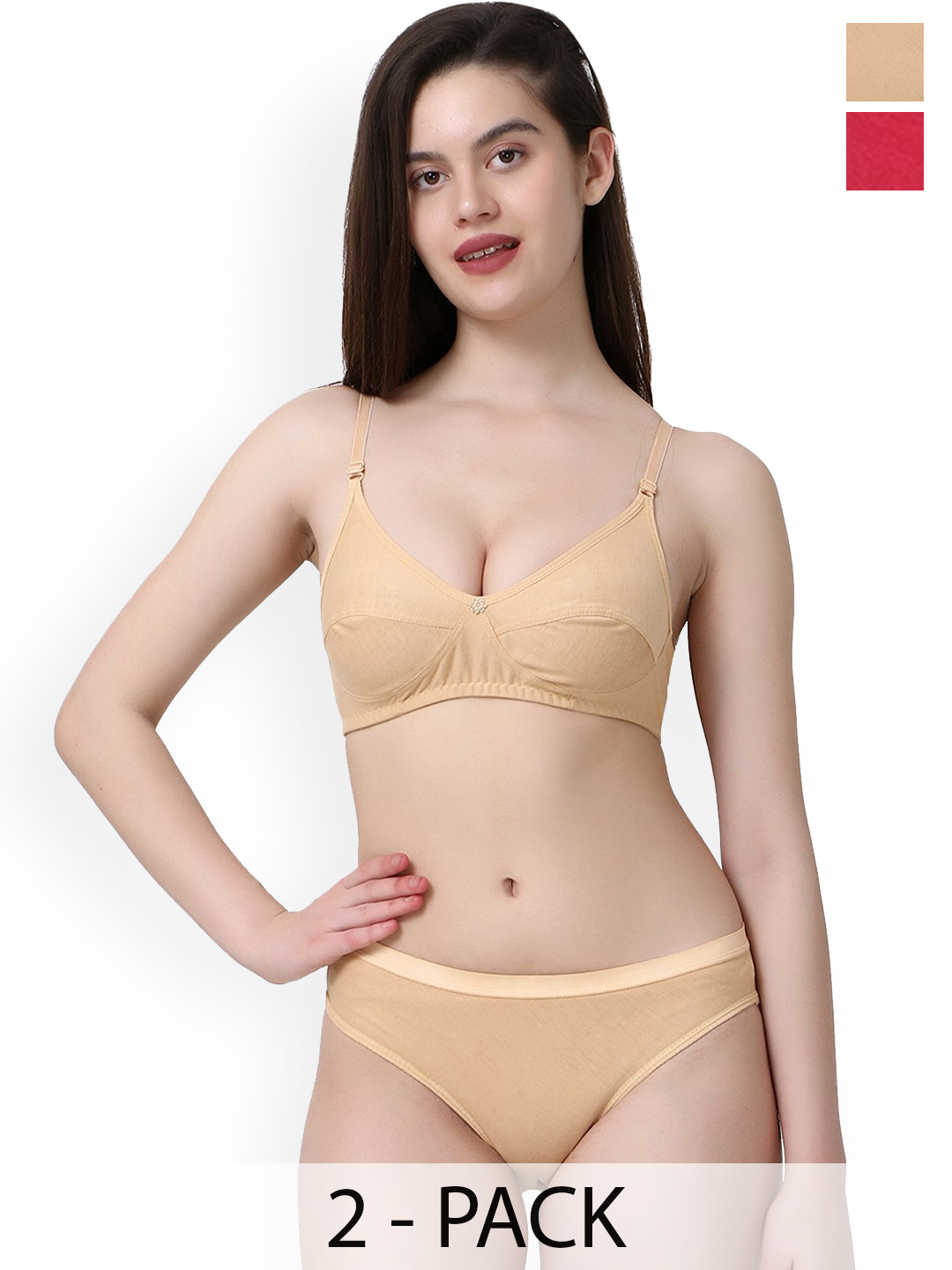 Samvar Pack Of 2 Non Padded Lingerie Sets A-Ruchi-Sett_P,Br