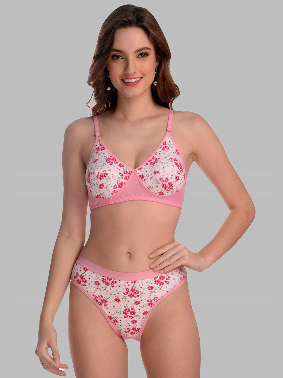 Samvar Printed Cotton Non Padded Lingerie Sets B-Madurika Set_P