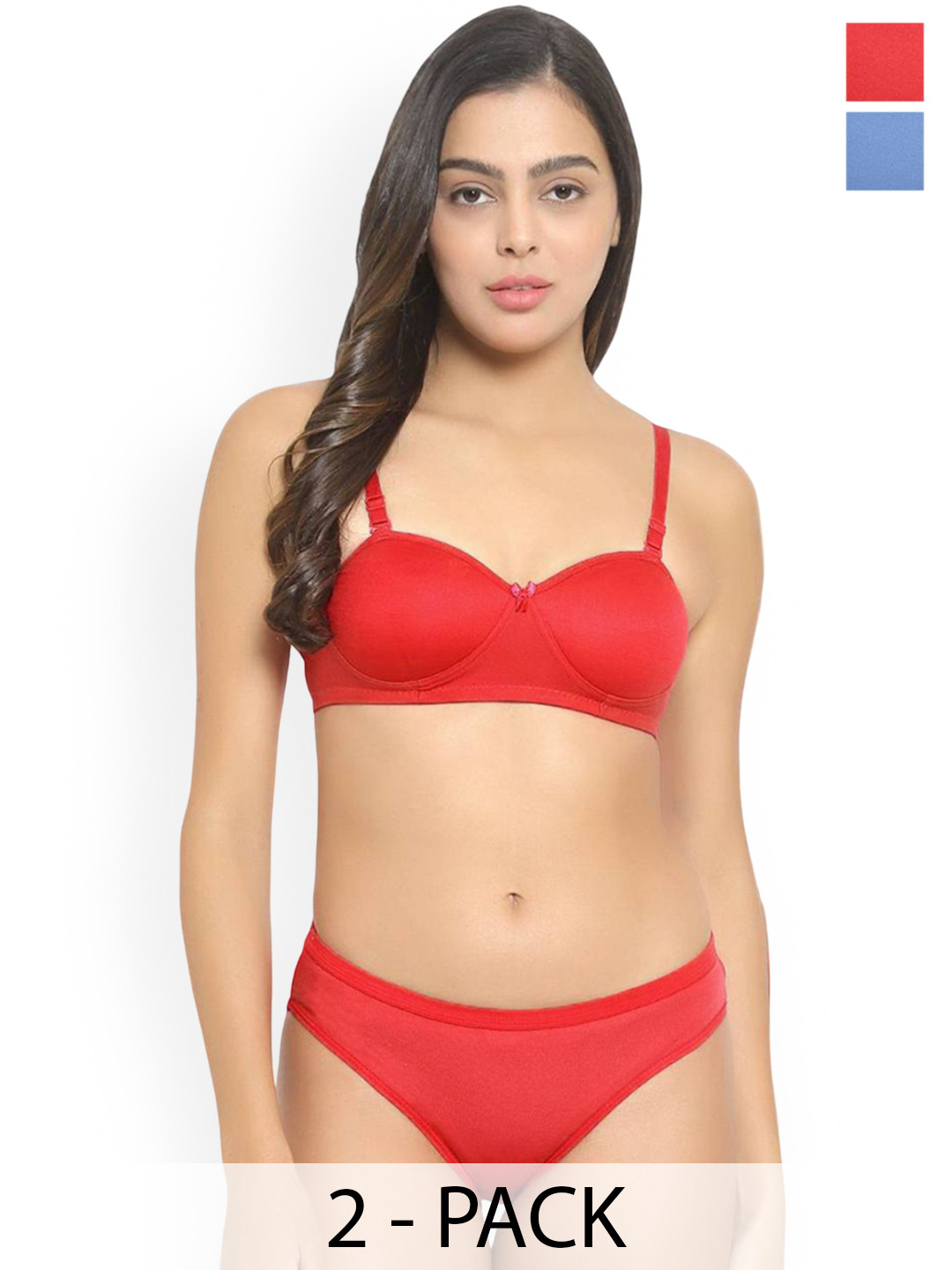 Samvar Pack Of 2 Lightly Padded Lingerie Sets B_Demi-Set_R,L-B