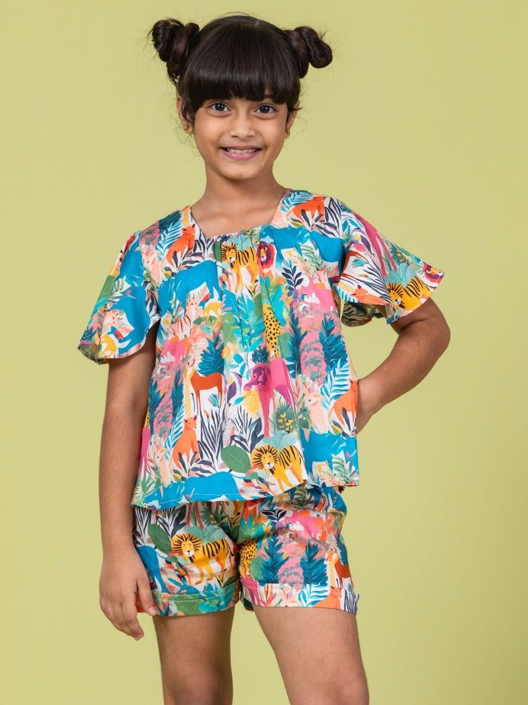 Girls Cotton Top & Shorts Coord Set| Whimsical Forest