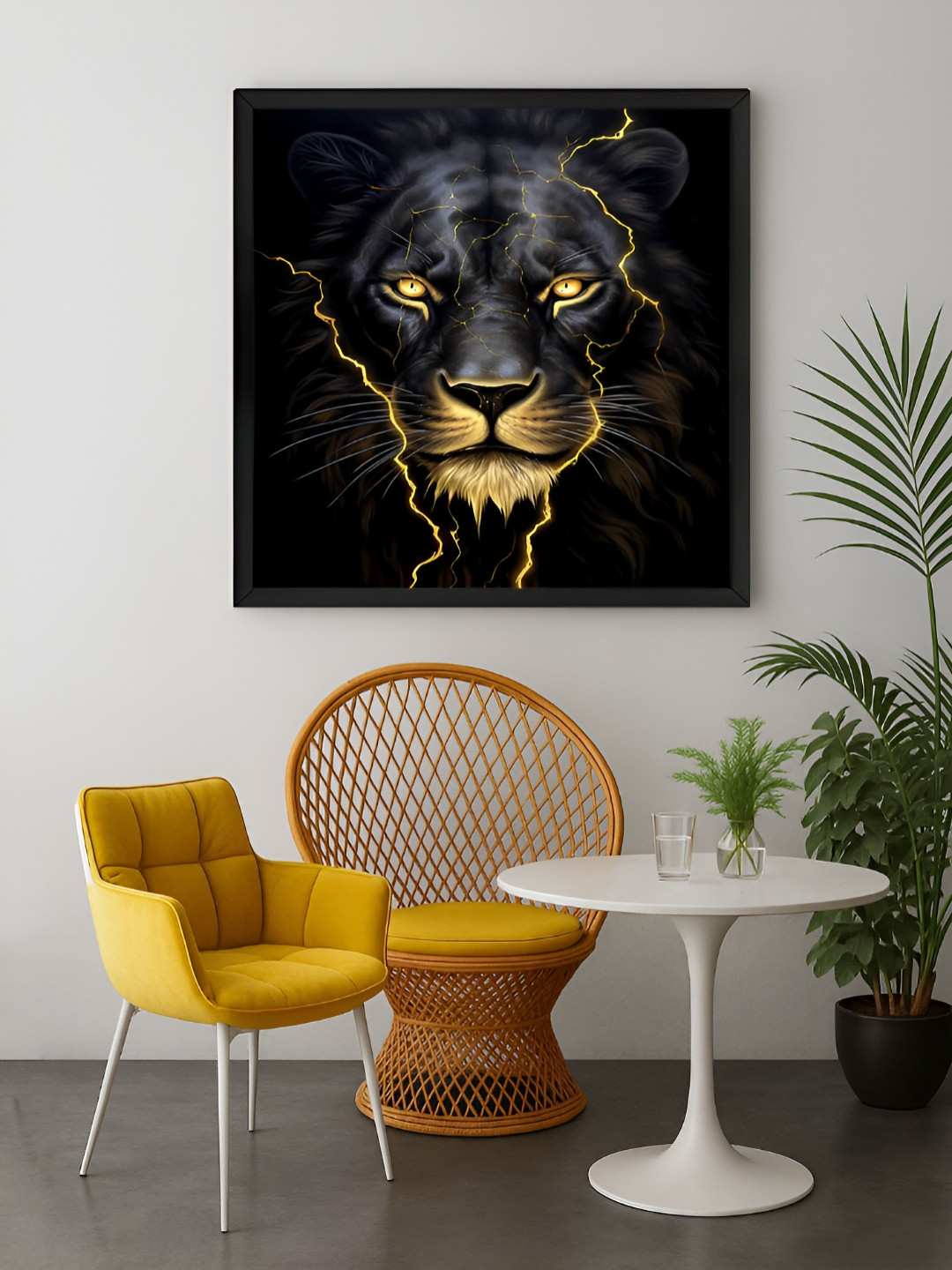 999Store Black & Brown Bold Lion Canvas Wall Art