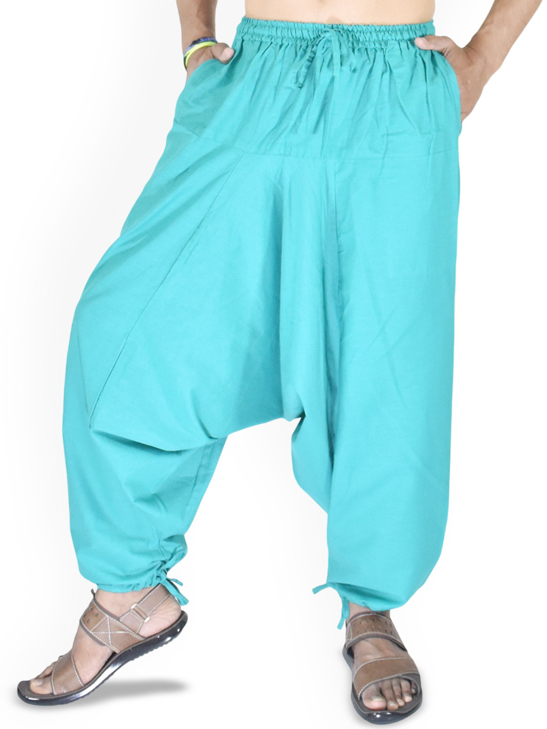 WHITEWHALE Men Mid-Rise Loose Fit Cotton Yoga Hippie Harem Pants