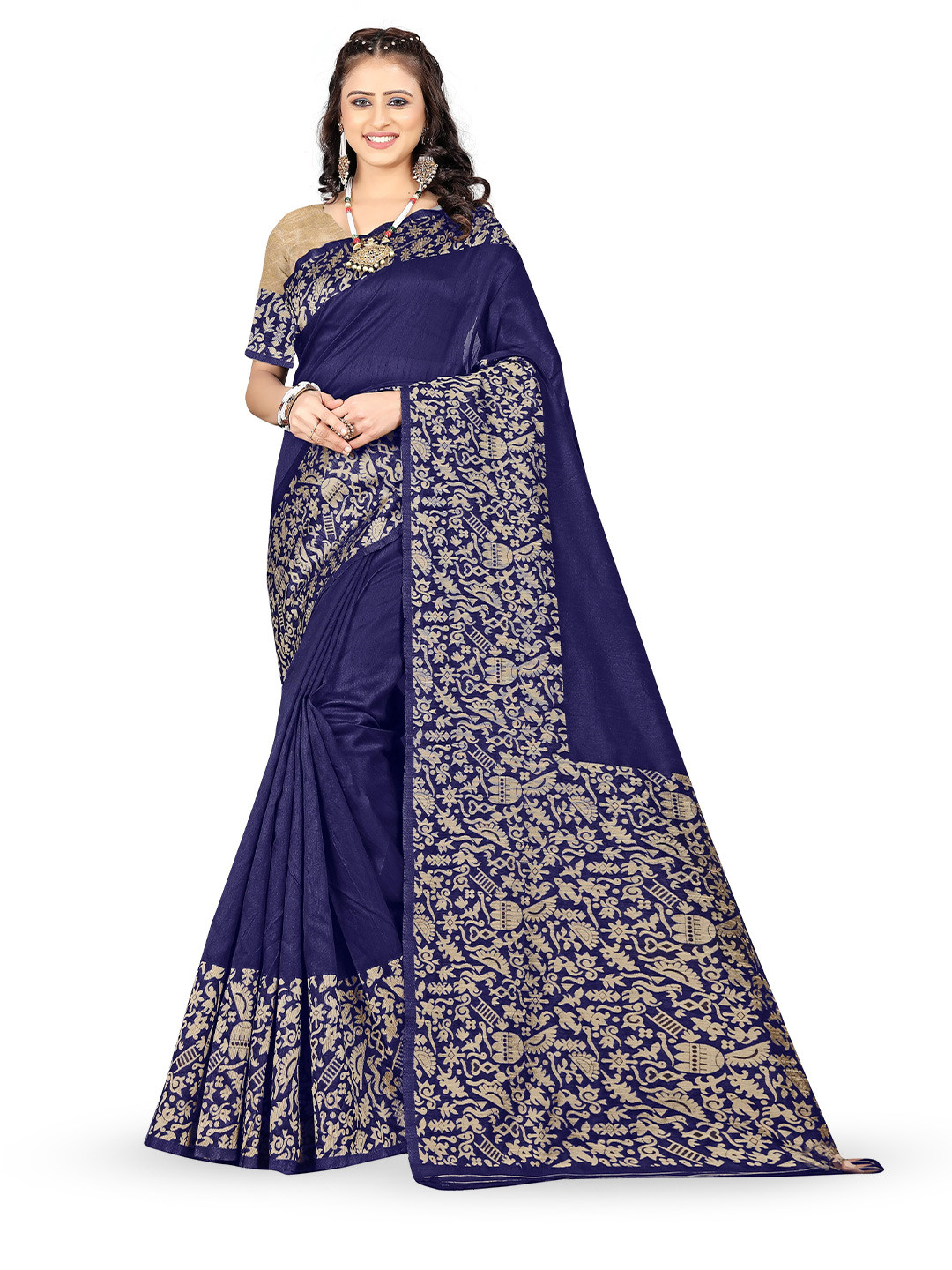 SAREEFLAME Woven Design Border Banarasi Saree