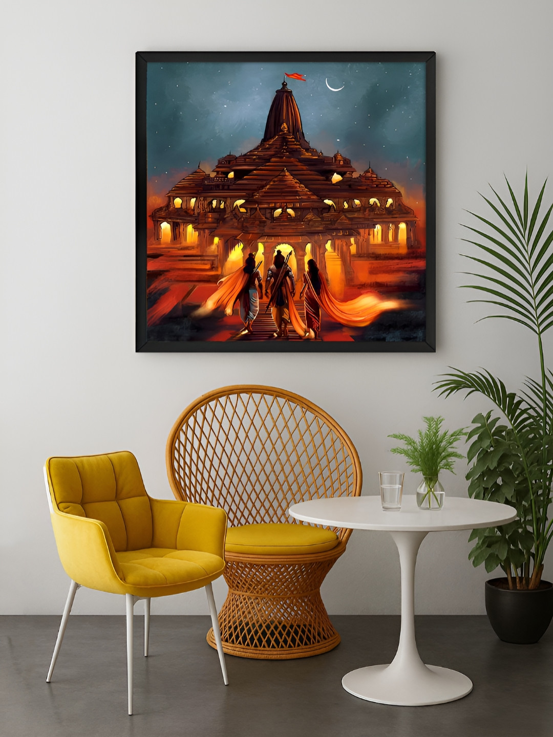 999Store Brown & Blue Temple Printed Canvas Wall Art