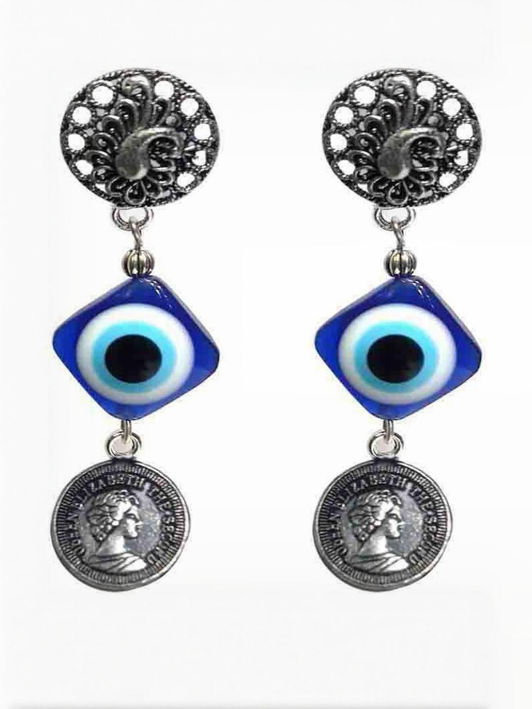 Gurjari Jewellers  Tops + Evil Eye + COIN Brass Drops & Danglers