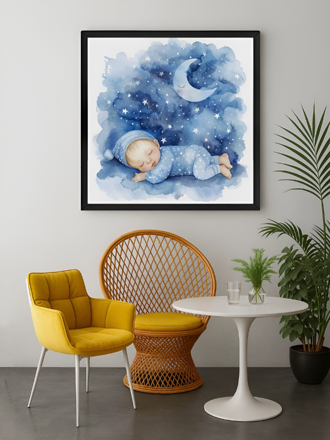 999Store Blue & White Ocean Wave Canvas Wall Art