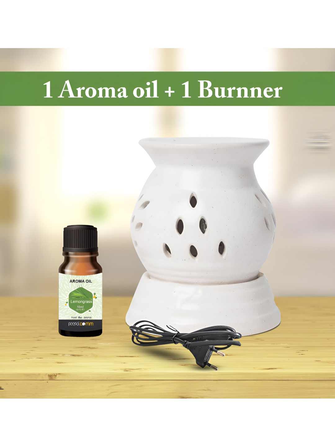 PEEPALCOMM 2Pcs White Electric Scented Diffuser With Lemongrass Oil - 10 ml