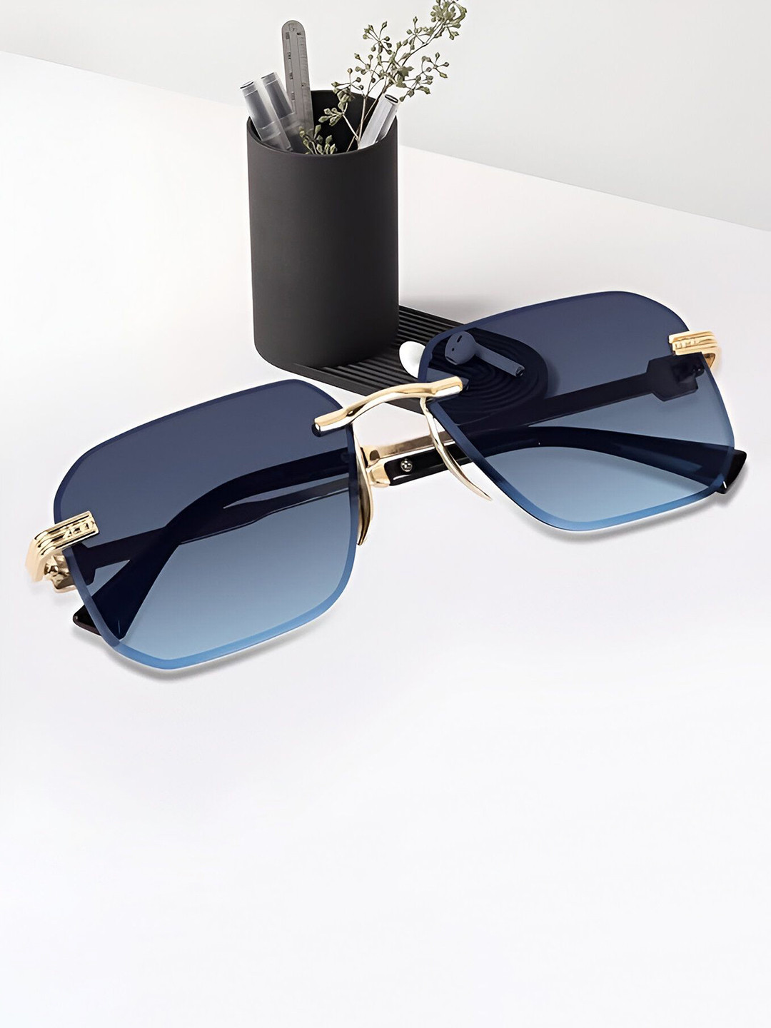 IFLASH Unisex UV Protected Square Rimless Sunglasses WH5580 RIMLESS BLUE