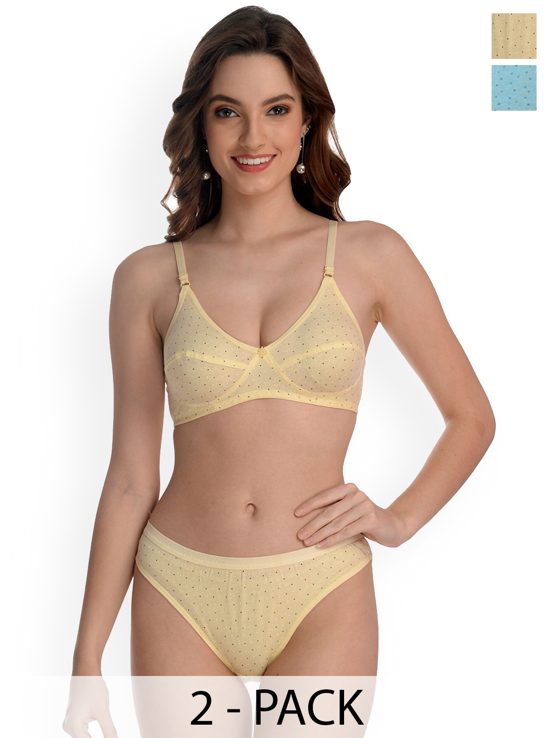 Samvar Pack Of 2 Printed  Non-Padded  Lingerie Set  B_ZB-Set_B,Y