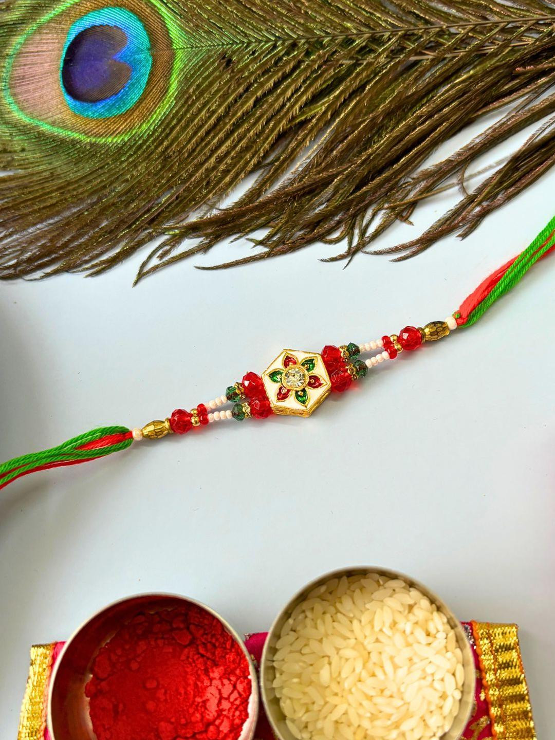 Meenakari Kundan Traditional Handmade Rakhi for Brother