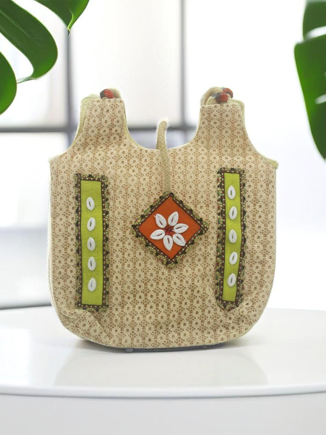 NEXT Women Ethnic Motifs Half Moon Embellished Handheld Bag