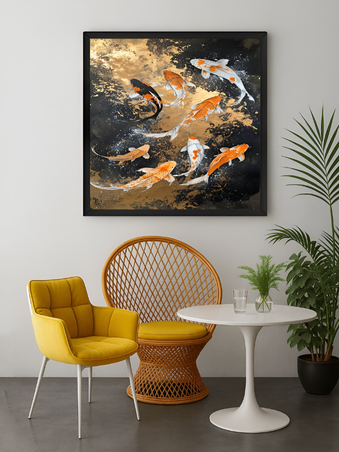 999Store Brown & Black Koi Fish Printed Canvas Wall Art