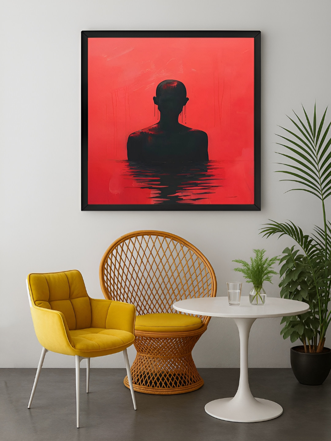 999Store Red & Black Silhouette & Reflective Canvas Wall Art
