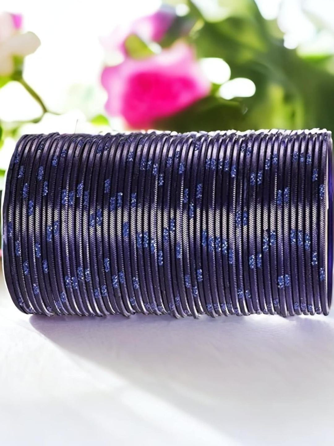Guddan Set of 48 Navy Blue Metal Bangles
