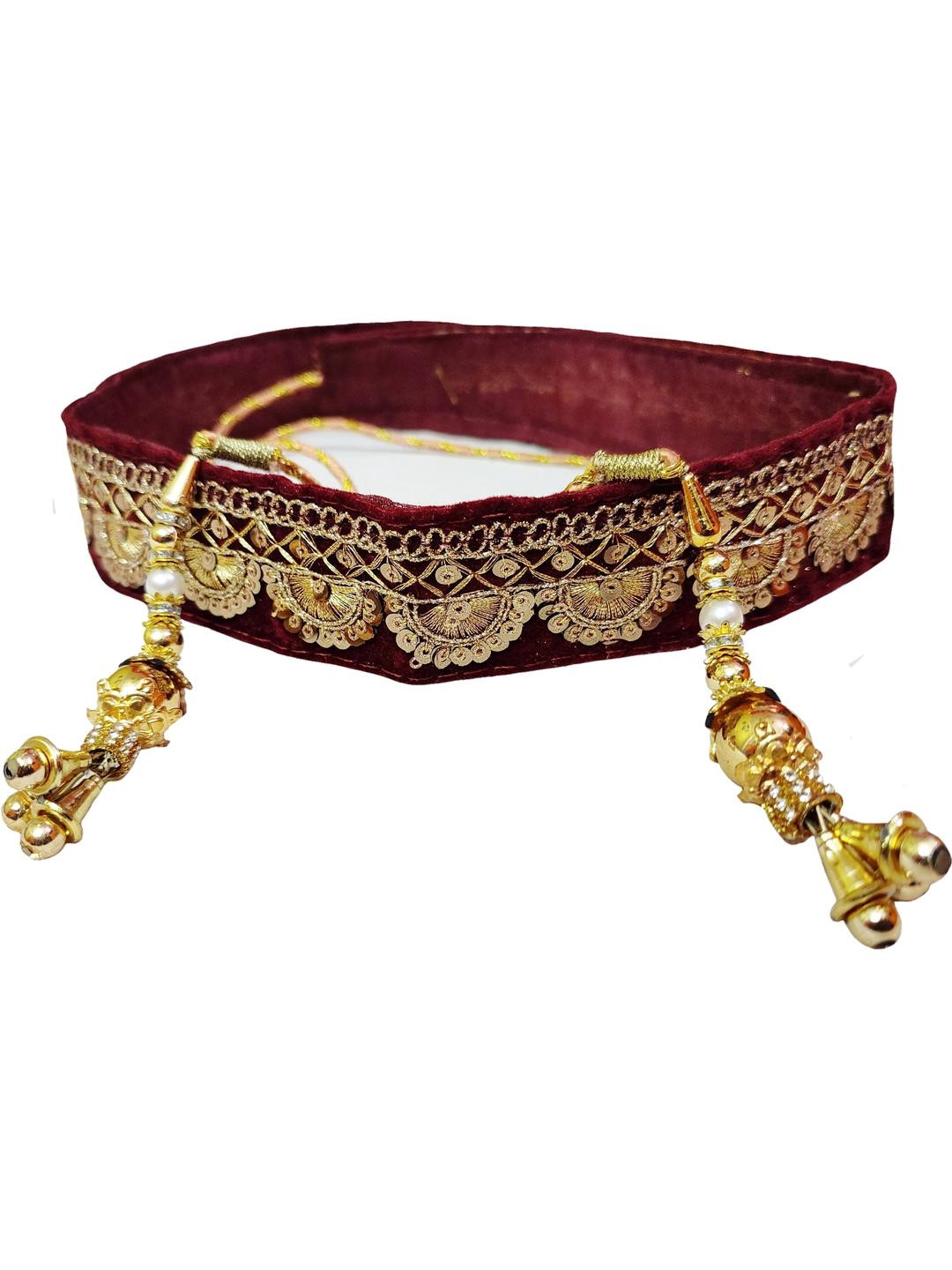 Navti Creations Maroon Velvet Waist Chain Saree Accessories