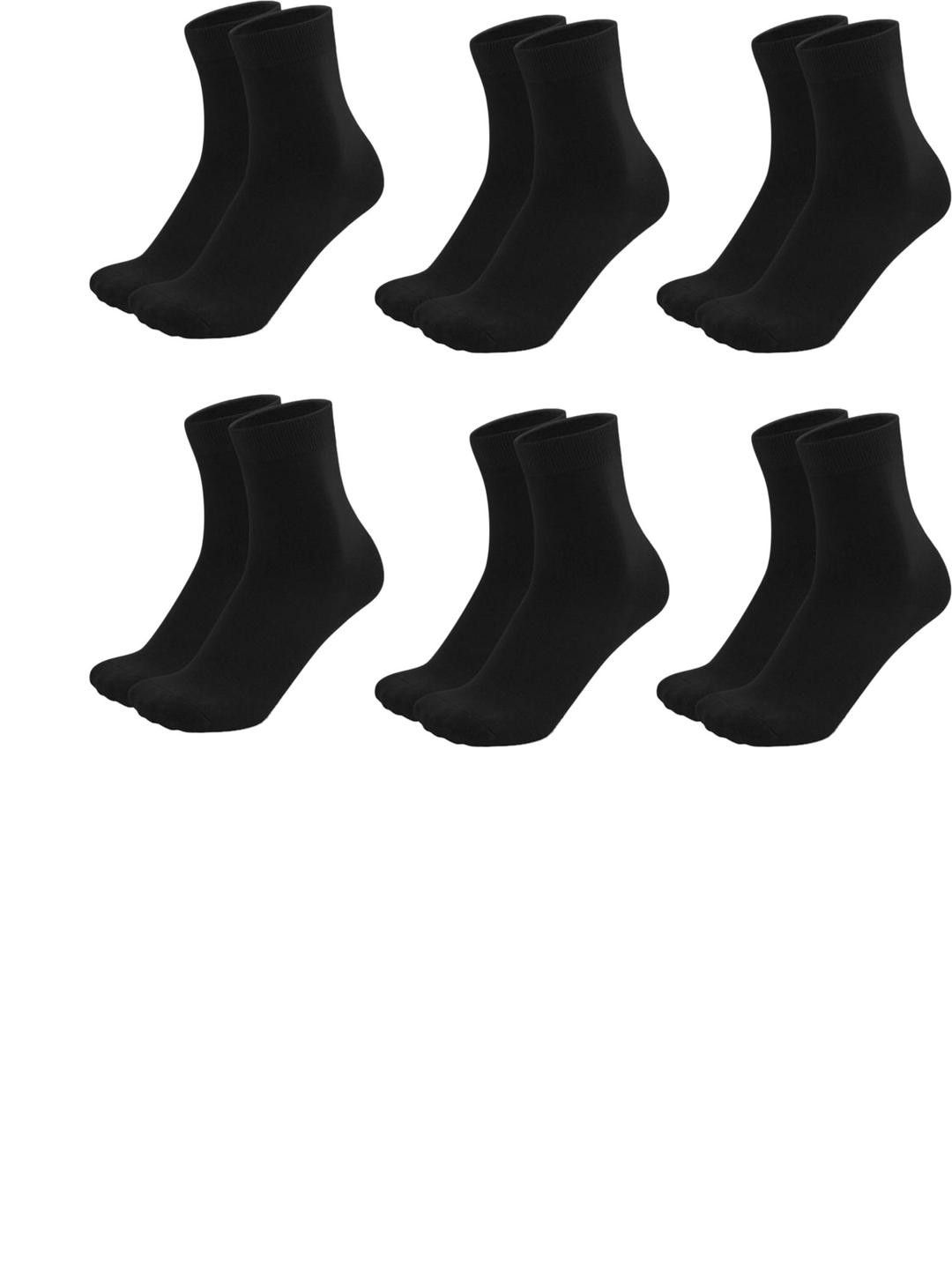 MUKHAKSH Unisex 6 Pairs Black Plain Ankle Length Cotton Socks