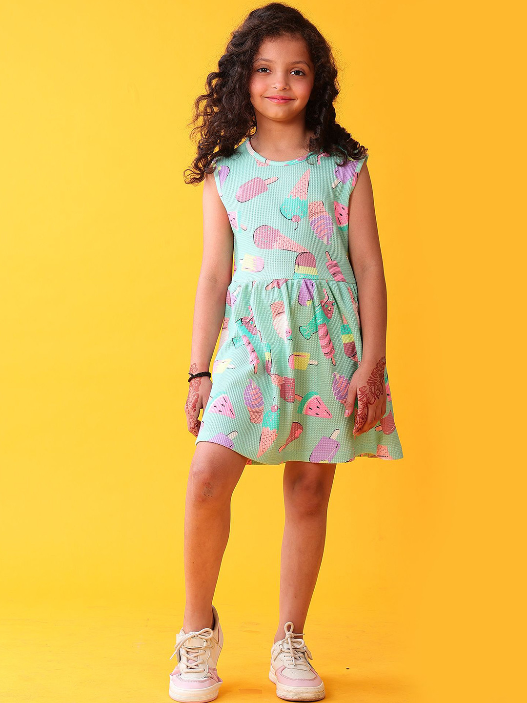 Anthrilo Kids Aqua Icecream Girls Summer Sleeveless Party Dress