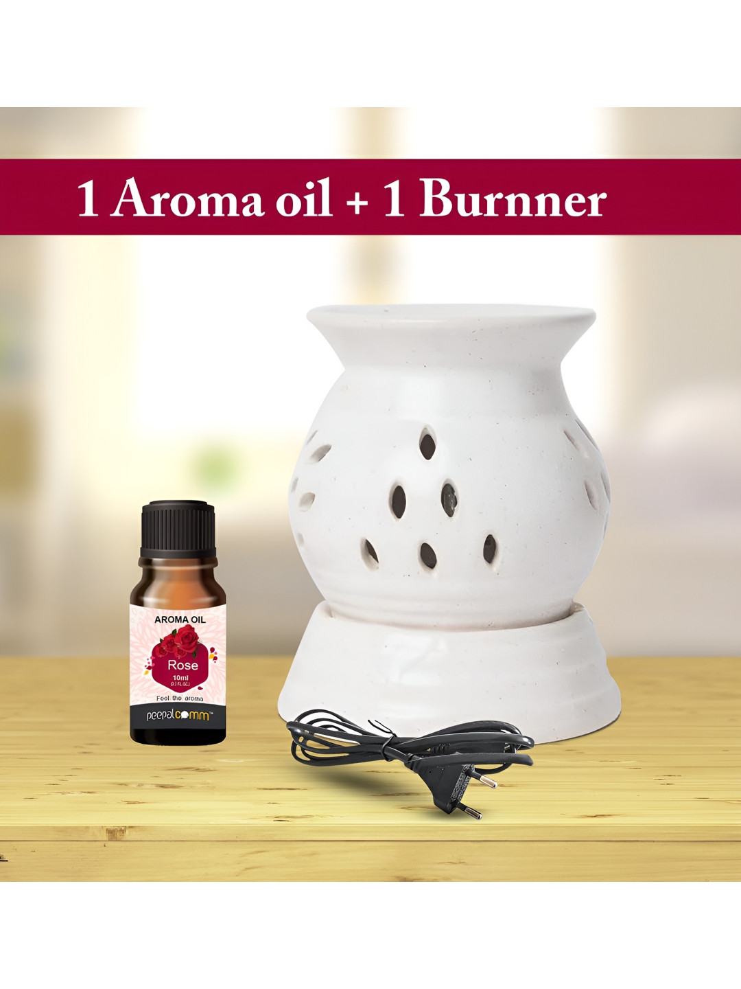PEEPALCOMM 2Pcs White Electric Scented Diffuser With Rose Oil - 10 ml