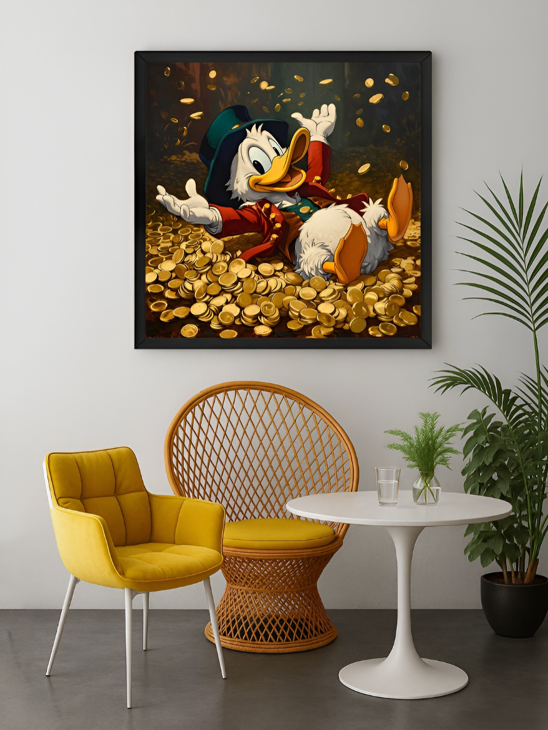 999Store Brown & Gold-toned 1 Piece Scrooge Mcduck Canvas Wall Art