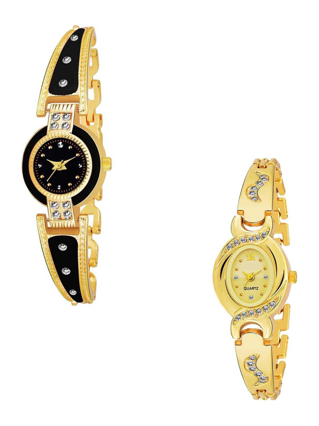 CSAMON Women Pack of 2 Bracelet Style Straps Analogue Watch GR_245_272_black