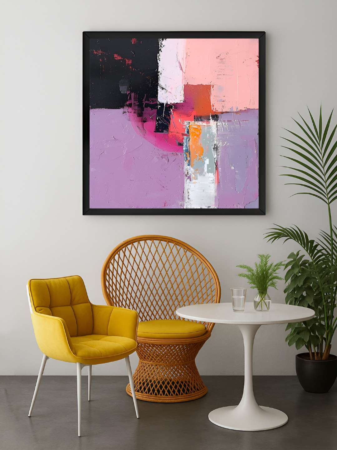 999Store Purple & White Abstract Canvas Wall Art