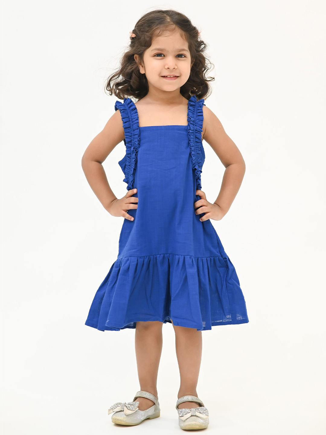 Peekaaboo Kids Girls Ruffles Detail Cotton A-Line Dress