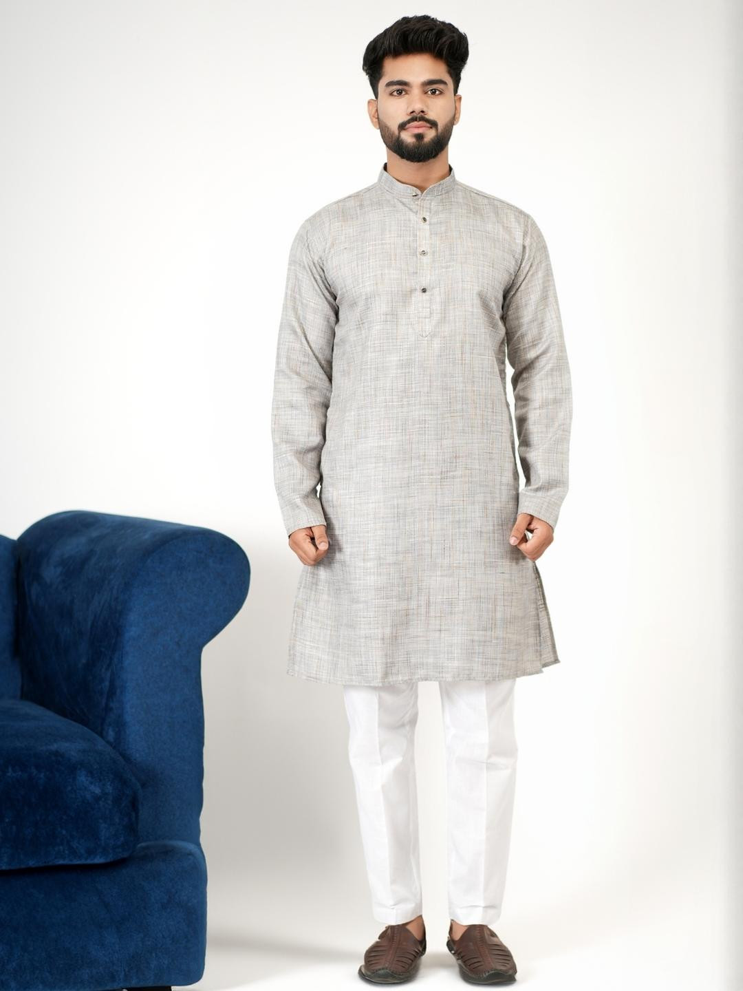 Aadi Shuddh Men Solid Cotton Kurta