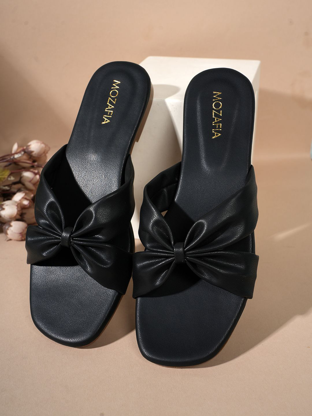 MOZAFIA Women Fashion with Bow Styel  Open Toe Flats