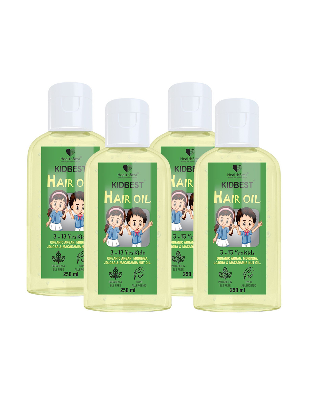 HealthBest Set Of 4 Kidbest Hair Oil With Jojoba - 250 ml Each