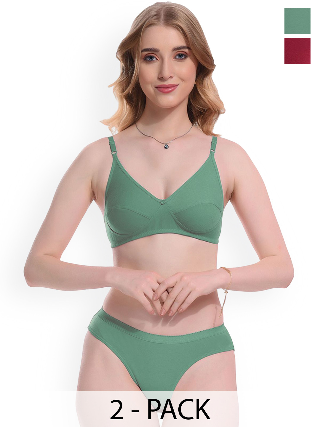 Samvar Pack Of 2 Non Padded Lingerie Sets Ruchi-Set_M,G