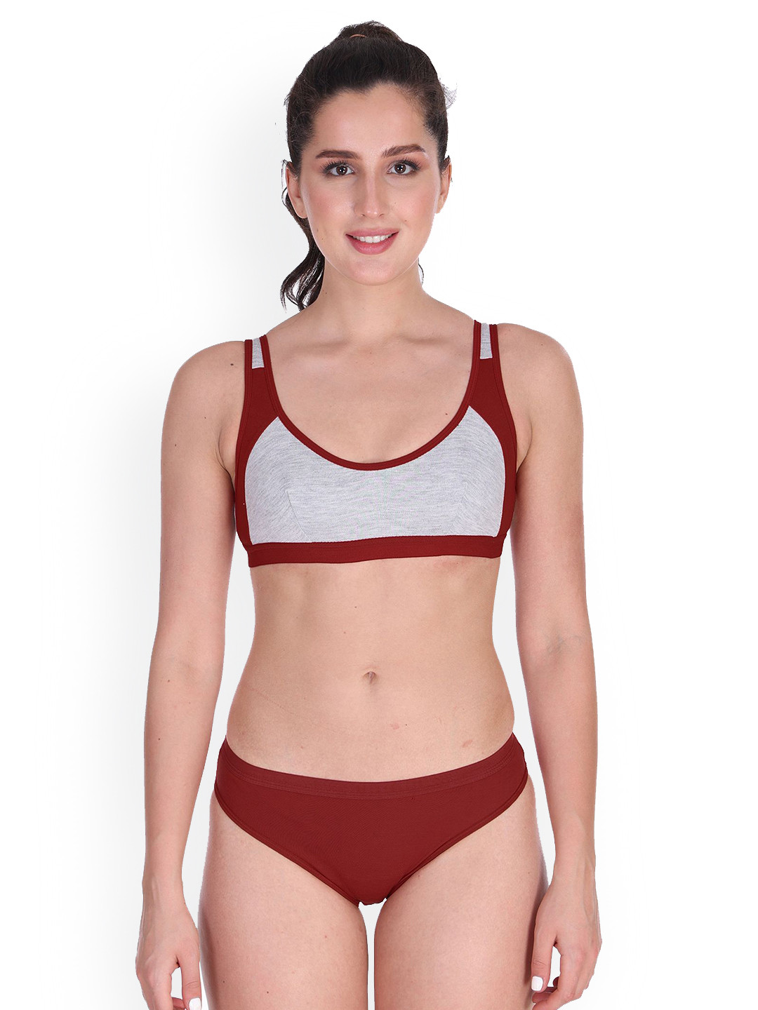 Samvar Color-Blocked Cotton Non Padded Lingerie Set SNYC-Set_M