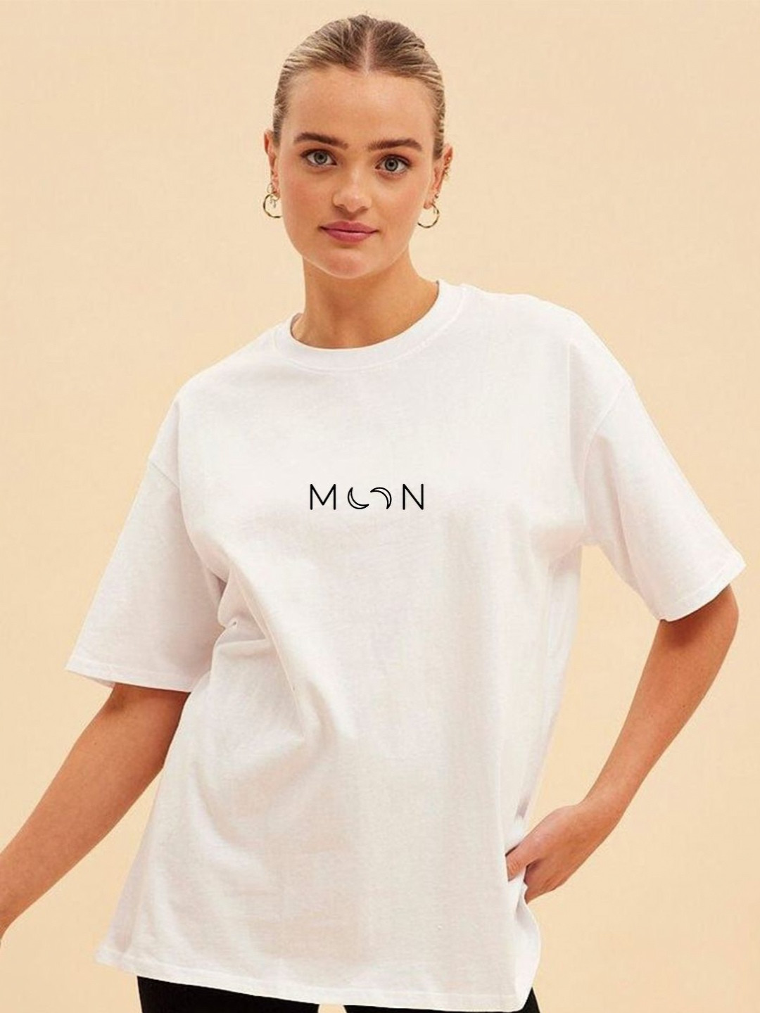 WOBE Typography Printed Drop Shoulder Sleeves Pure Cotton T-shirt