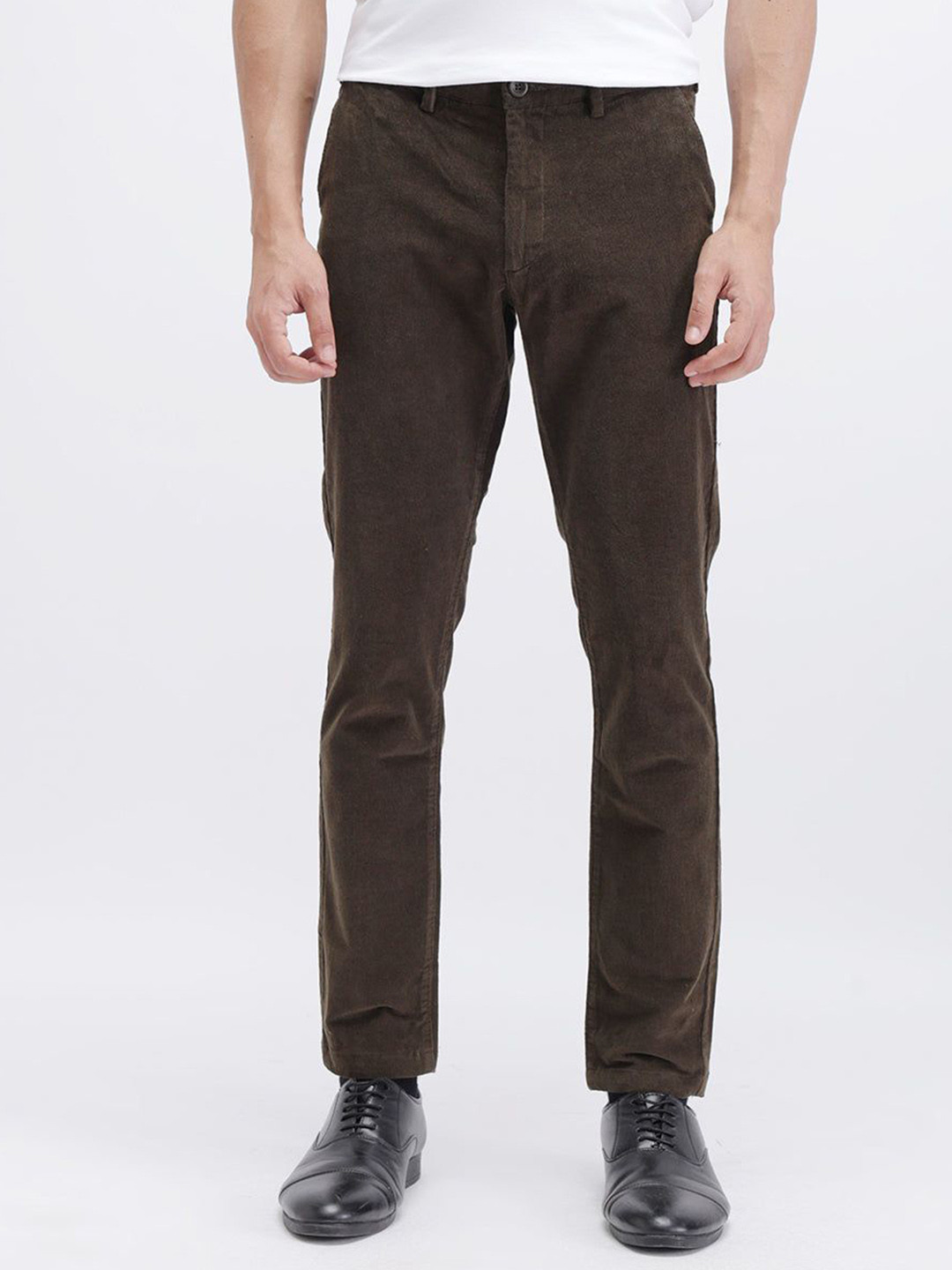 The Collection TITUS Men Tailored Slim Fit Mid-Rise Chinos Cotton Trousers