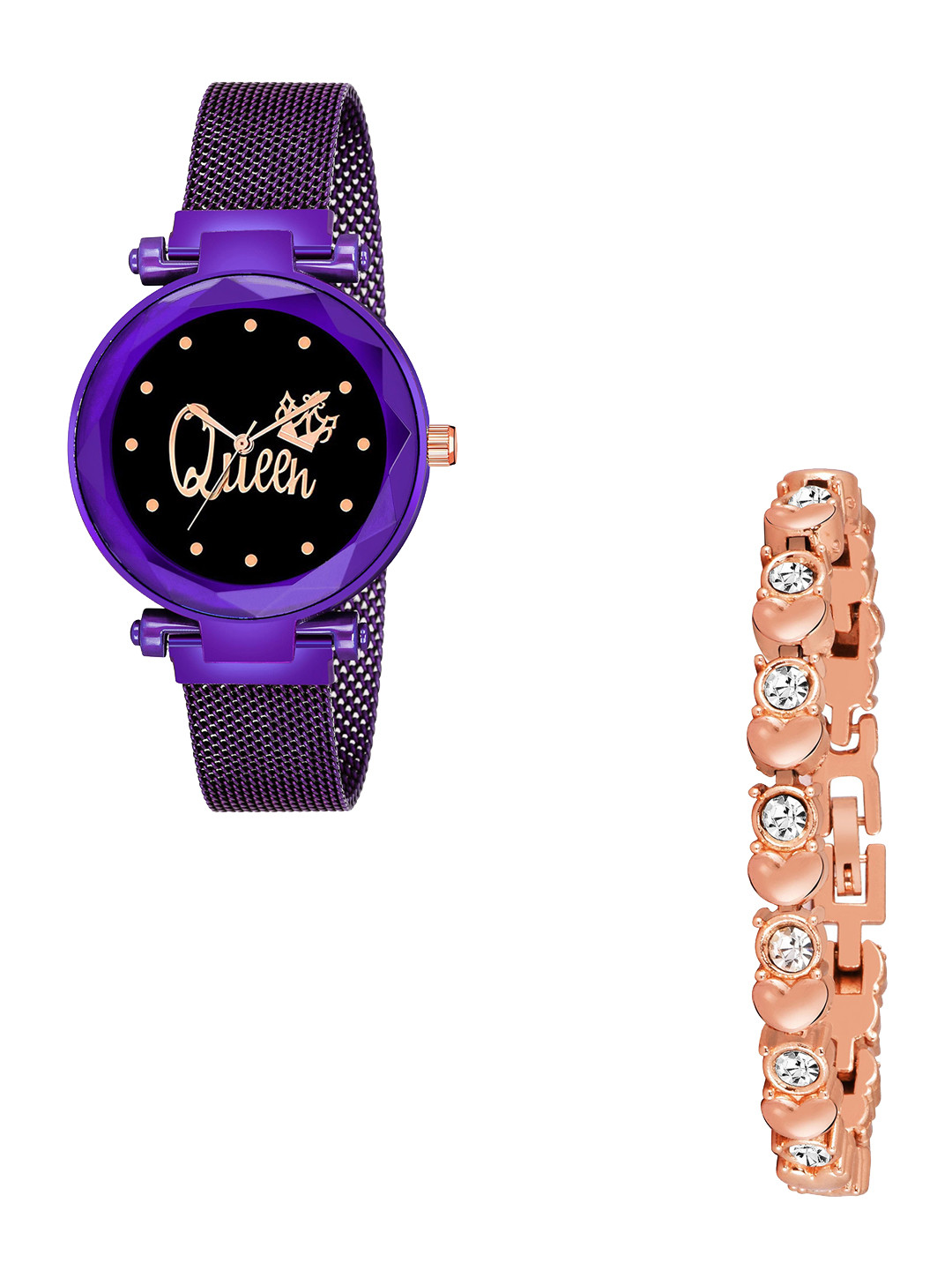 CSAMON Women Bracelet Style Straps Analogue Watch Queen Purple maganet copper Bracelet