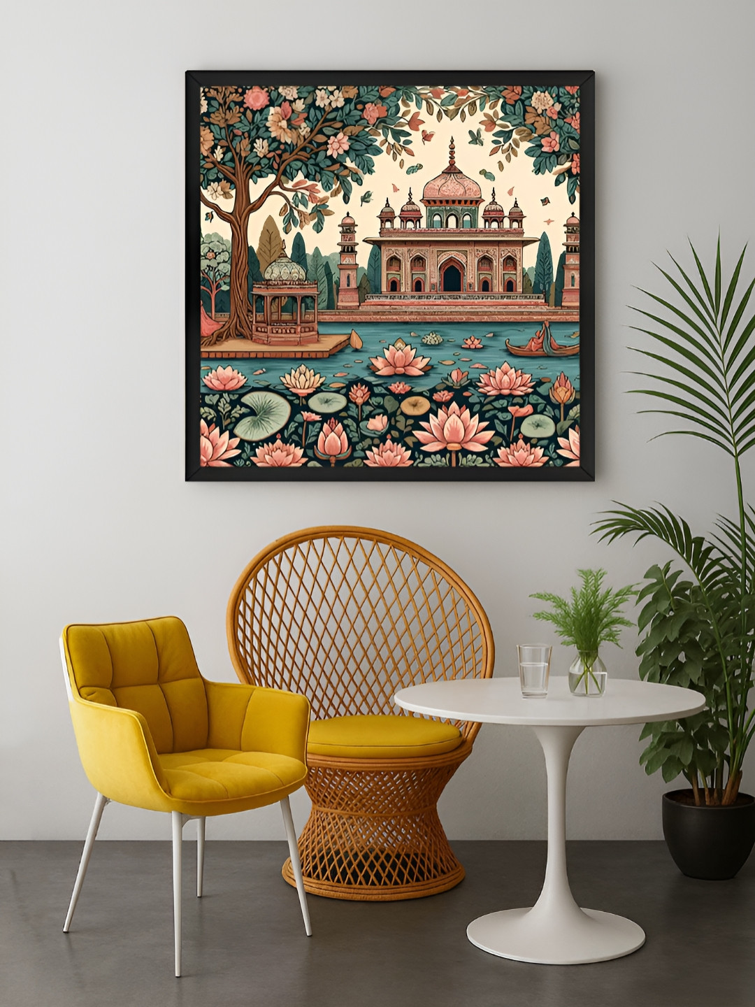 999Store Cream-coloured & Pink 1 Piece The Lotus Garden Canvas Wall Art
