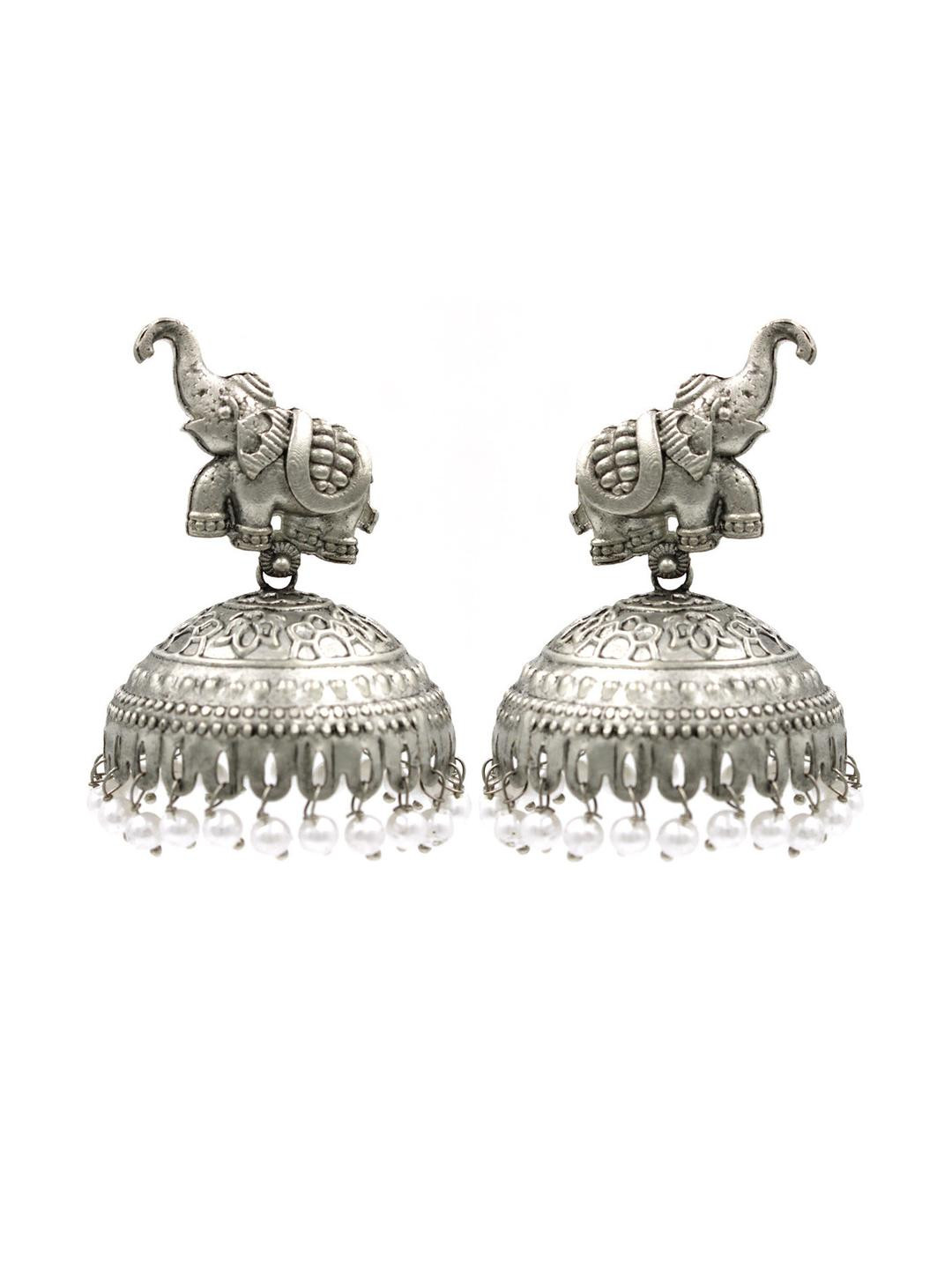 Gurjari Jewellers Oxidized Elephant Jhumka Earrings